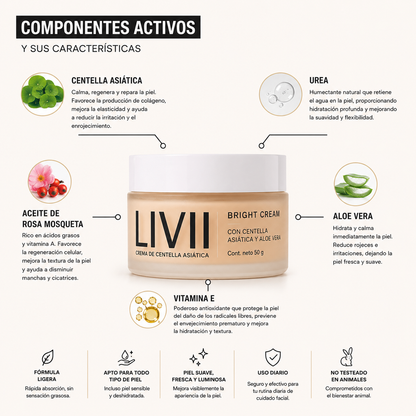 Crema Hidratante con Centella Asiática y Aloe Vera | LIVII