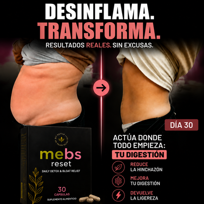 Mebs Reset Detox | Cápsulas para Desinflamar y Sentirte Más Ligera
